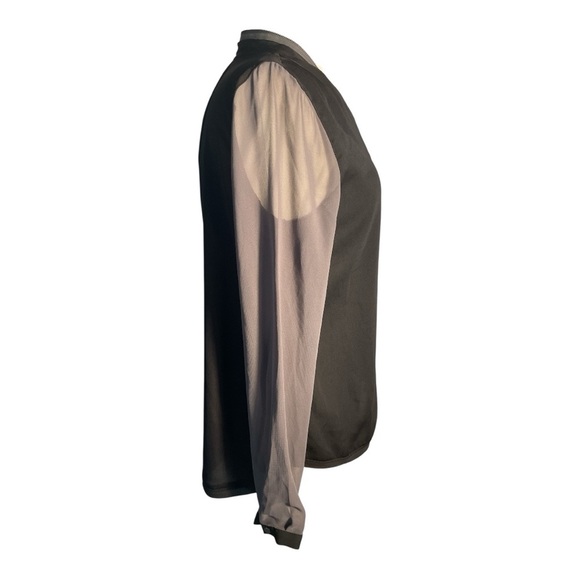 Elie Tahari Black Sheer Zip-Front Blouse - Picture 3 of 8